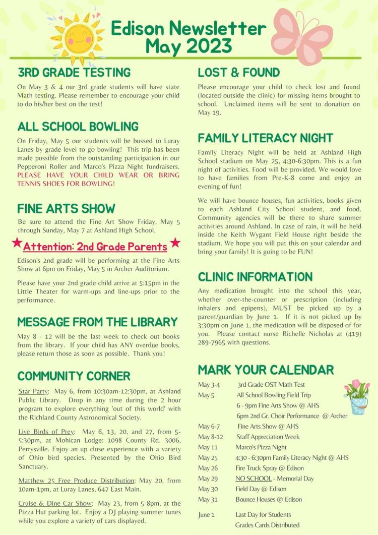 May 2023 Newsletter Ashland City Schools District Ashland City Schools